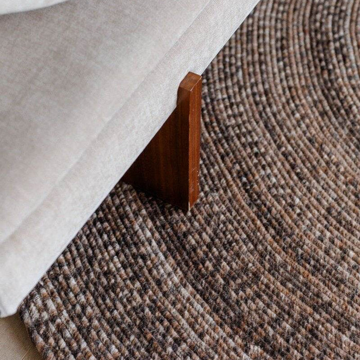 Interieur05 Rond wollen vloerkleed Gapo Donkerbruin gemeleerd