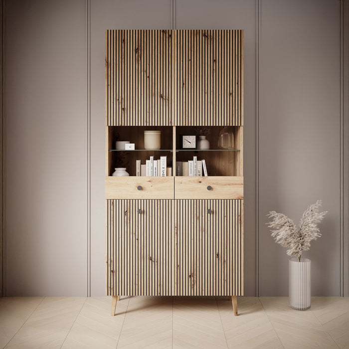 Meubella - Vitrinekast Bali - Eiken - 91 cm