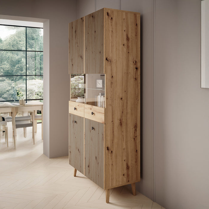 Meubella - Vitrinekast Bali - Eiken - 91 cm