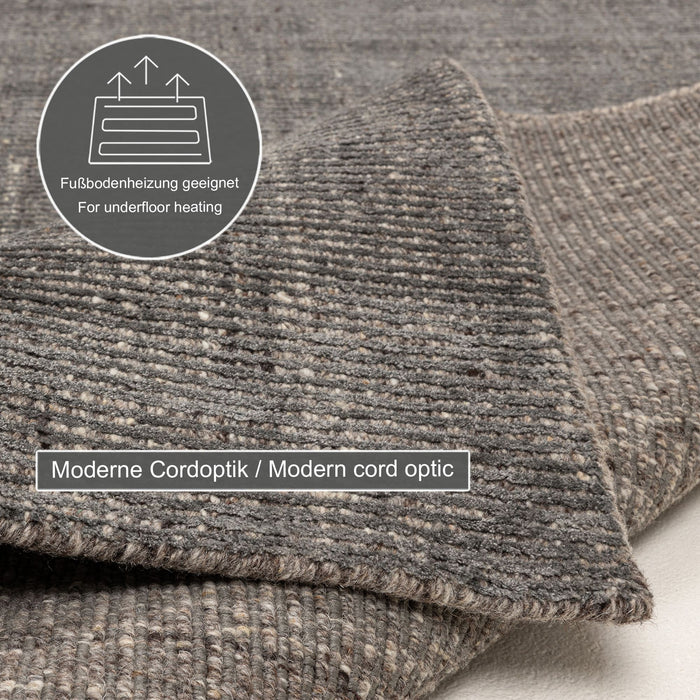 Theko gestreept UNI-tapijt Venus 190x290 cm - Antraciet