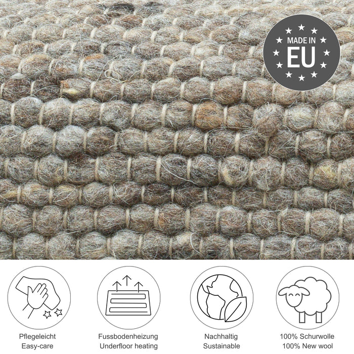 Theko Handgeweven wollen tapijt Alpen 190x250 cm - Bruin