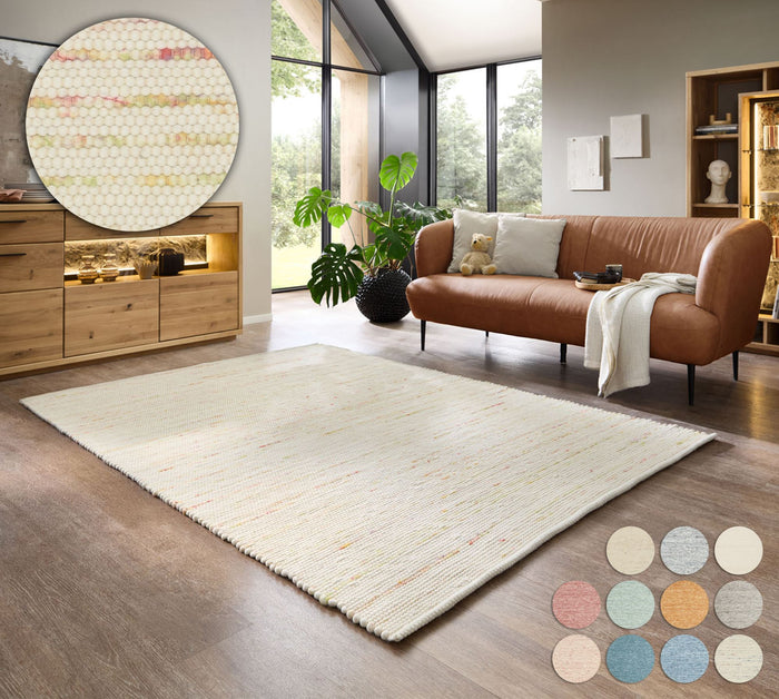 Theko Handgeweven wollen tapijt Alpen 140x200 cm - Multipastel