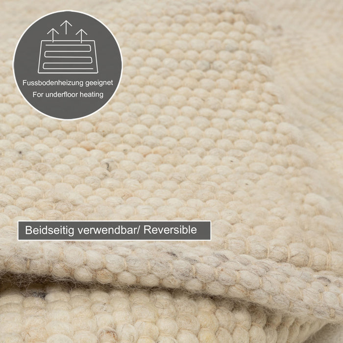Theko Handgeweven wollen tapijt Alpen 140x200 cm - Natuurlijk