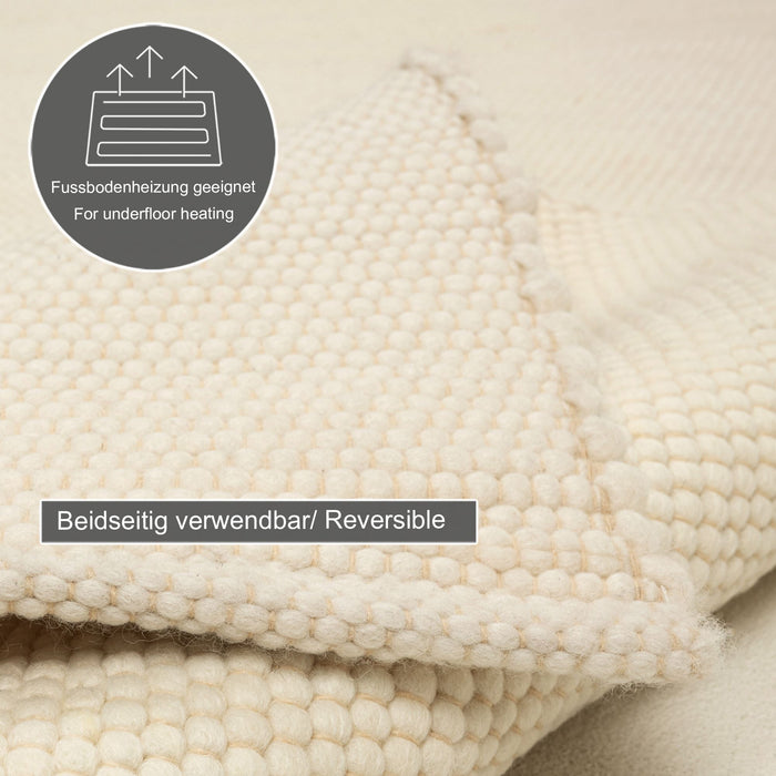 Theko Handgeweven wollen tapijt Alpen 120x180 cm - Natuurwit