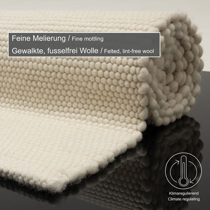 Theko Handgeweven wollen tapijt Alpen 120x180 cm - Natuurwit