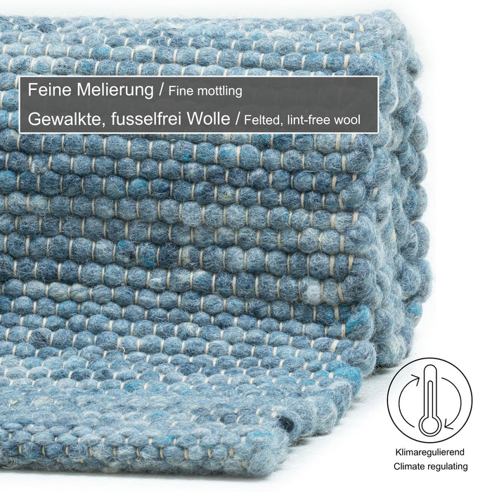 Theko Handgeweven wollen tapijt Alpen 170x240 cm - Blauw