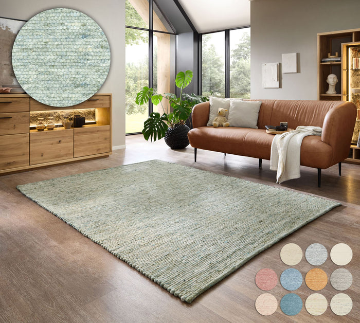 Theko Handgeweven wollen tapijt Alpen 170x240 cm - Groen