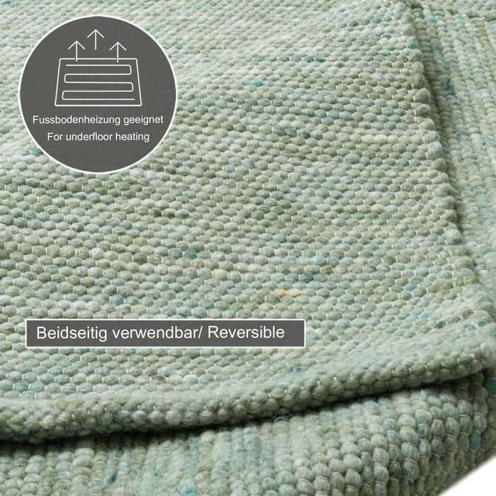 Theko Handgeweven wollen tapijt Alpen 170x240 cm - Groen