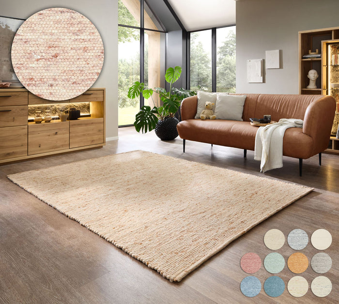 Theko Handgeweven wollen tapijt Alpen 120x180 cm - Donkerbeige