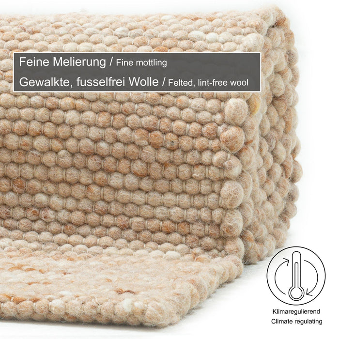 Theko Handgeweven wollen tapijt Alpen 140x200 cm - Donkerbeige