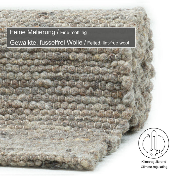 Theko Handgeweven wollen tapijt Alpen 170x240 cm - Bruin