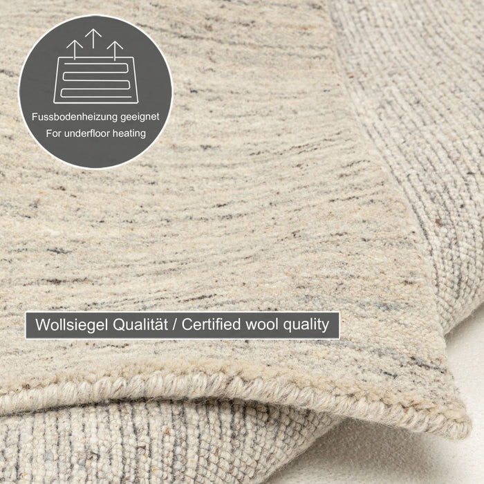 Theko Handgeweven wollen tapijt Pure 70x140 cm - Crème