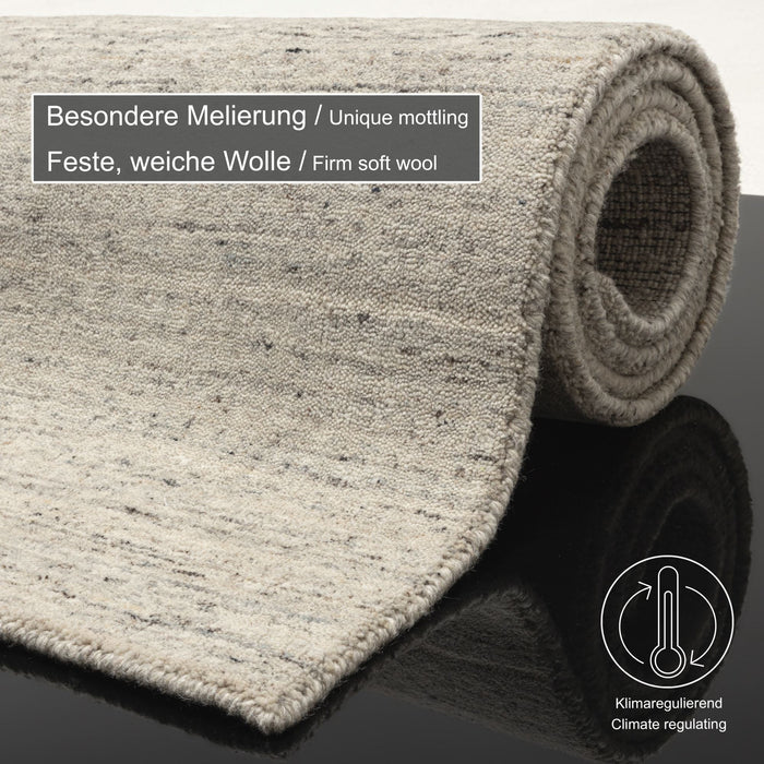 Theko Handgeweven wollen tapijt Pure 70x140 cm - Crème