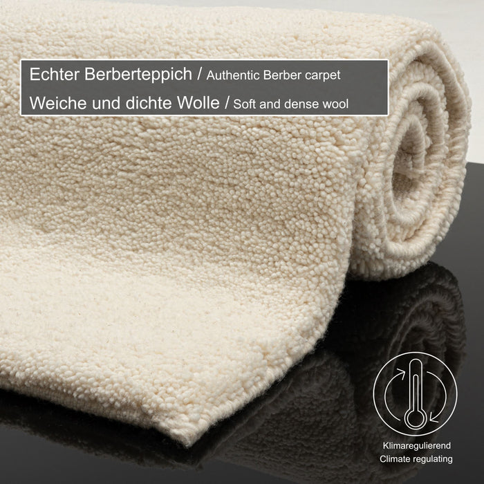 Theko Handgeknoopt Berber tapijt Taza Royal 40x60 cm - Blanc