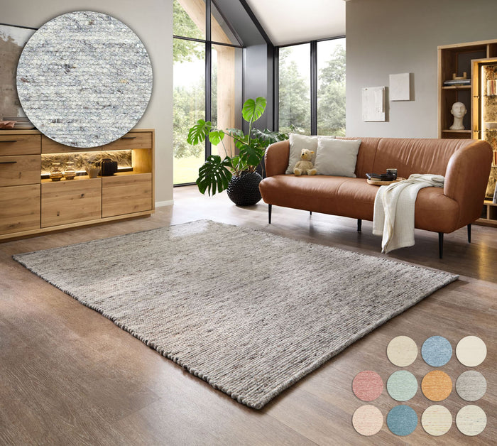 Theko Handgeweven wollen tapijt Alpen 190x250 cm - Natuurgrijs