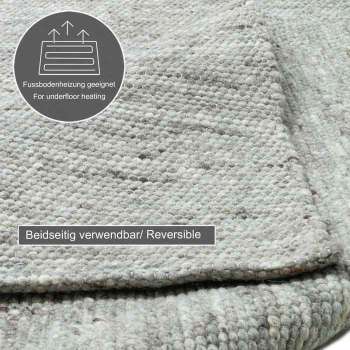 Theko Handgeweven wollen tapijt Alpen 190x250 cm - Natuurgrijs