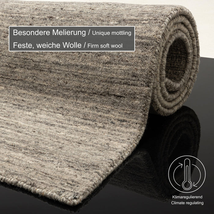 Theko Handgeweven wollen tapijt Pure 40x60 cm - Grijs