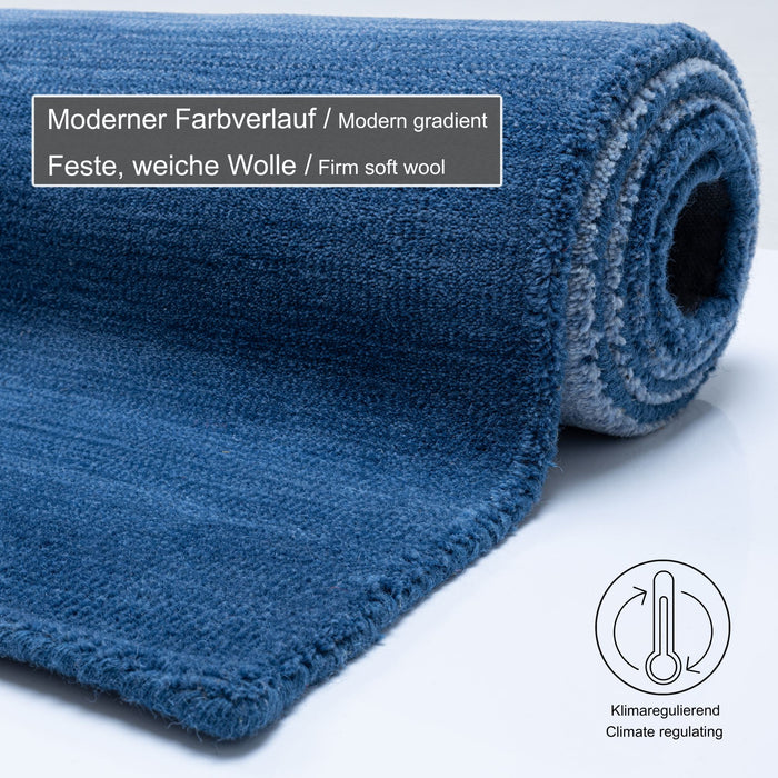 Theko Tapijt met kleurverloop Wool Comfort 160x230 cm - Blauw
