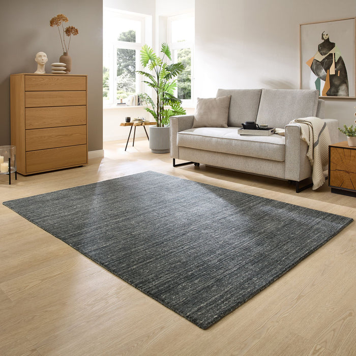 Theko Handgeweven wollen tapijt Pure 190x290 cm - Antraciet