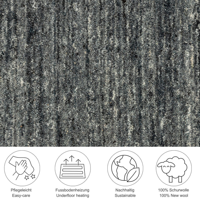 Theko Handgeweven wollen tapijt Pure 190x290 cm - Antraciet