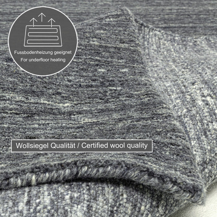 Theko Handgeweven wollen tapijt Pure 190x290 cm - Antraciet