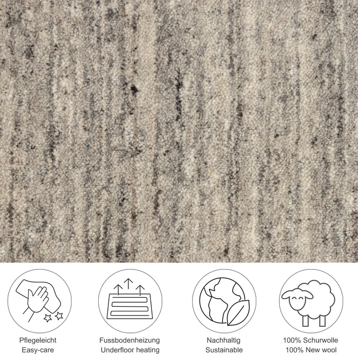 Theko Handgeweven wollen tapijt Pure 70x140 cm - Grijs