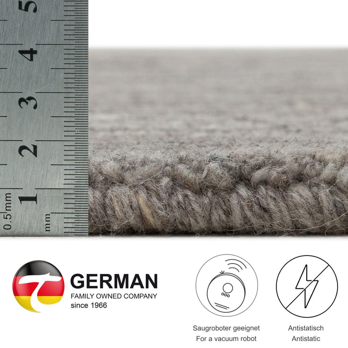 Theko Handgeweven wollen tapijt Pure 70x140 cm - Grijs