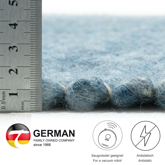 Theko Handgeweven wollen tapijt Alpen 90x160 cm - Blauw