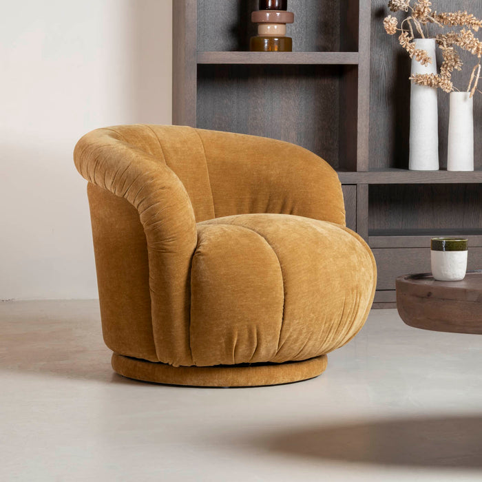 DÉJA Living - Fauteuil Honinggeel Stof|Metaal - 86x84x70cm - Arby