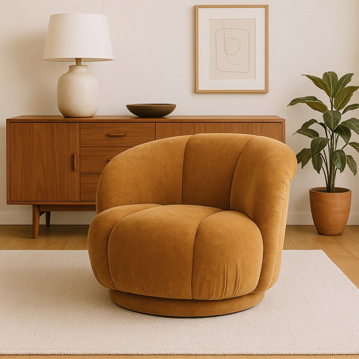 DÉJA Living - Fauteuil Honinggeel Stof|Metaal - 86x84x70cm - Arby