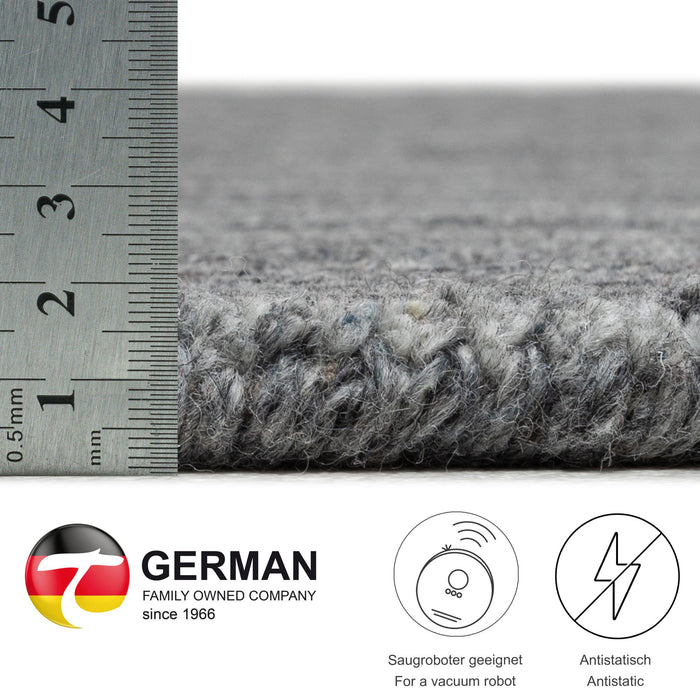 Theko Handgeweven wollen tapijt Pure 60x90 cm - Antraciet