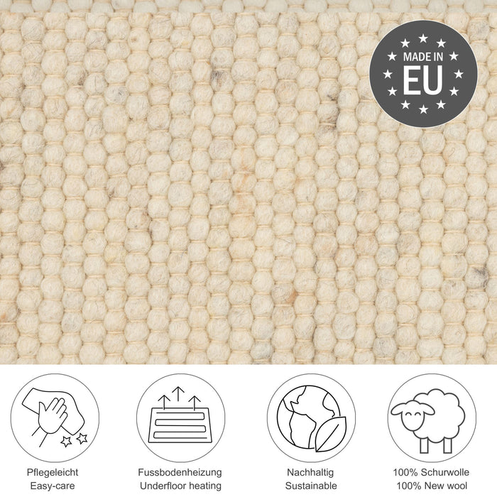 Theko Handgeweven wollen tapijt Alpen 190x290 cm - Natuurlijk
