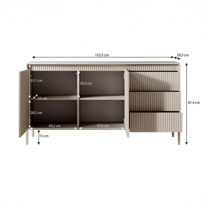Meubella - Dressoir Saran - Beige - 153 cm