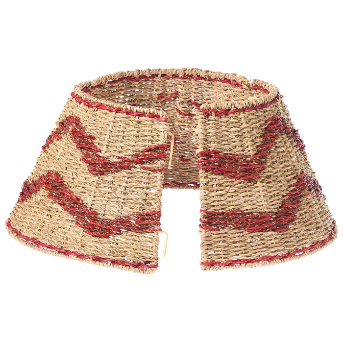 Beliani - HIVER - Kerstboomrok - Natuurlijk|Rood - ⌀ 51 cm - Zeegras