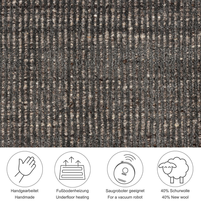 Theko gestreept UNI-tapijt Venus 40x60 cm - Antraciet
