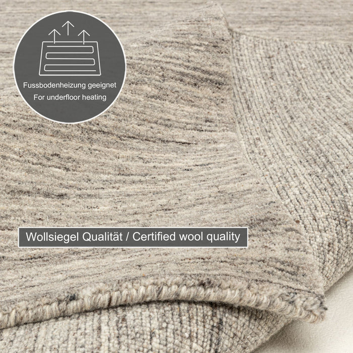 Theko Handgeweven wollen tapijt Pure 190x290 cm - Grijs