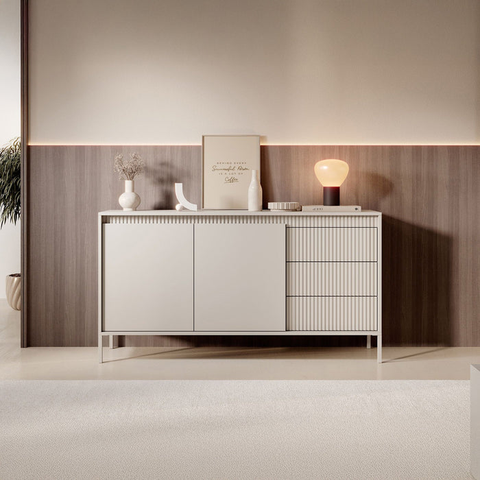 Meubella - Dressoir Saran - Beige - 153 cm