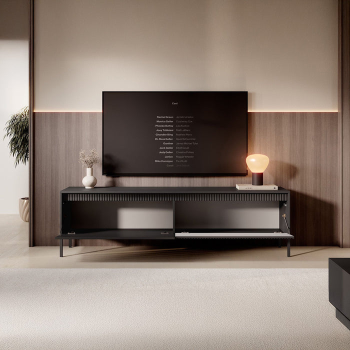 Meubella - TV-Meubel Saran - Mat zwart - 187 cm