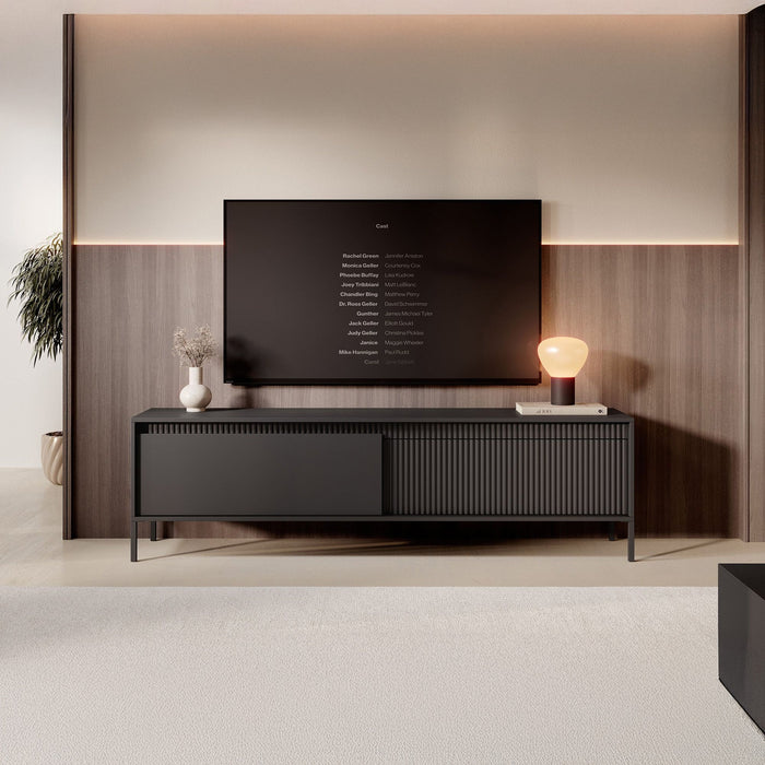 Meubella - TV-Meubel Saran - Mat zwart - 187 cm