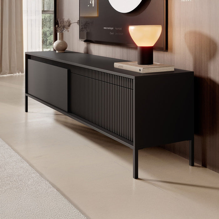 Meubella - TV-Meubel Saran - Mat zwart - 187 cm