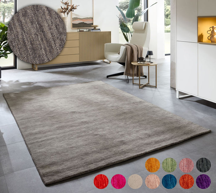 Theko Handgeweven UNI-tapijt Holi 170x240 cm - Grijs