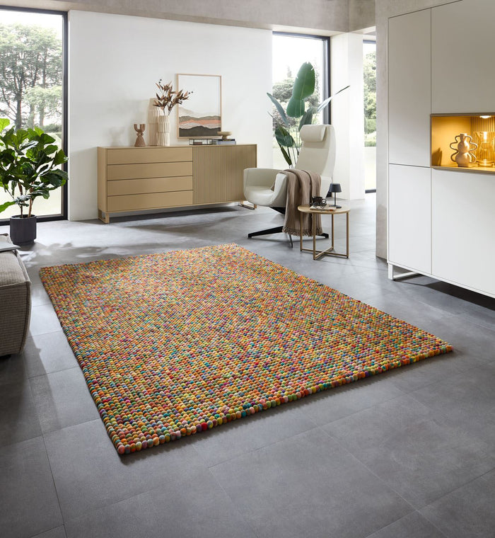 Handgemaakt viltkogeltapijt Felty 90x160 cm - Multicolor