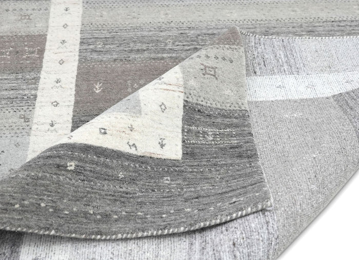 Theko wollen tapijt in Gabbeh-stijl Memu 170x240 cm - Zilver