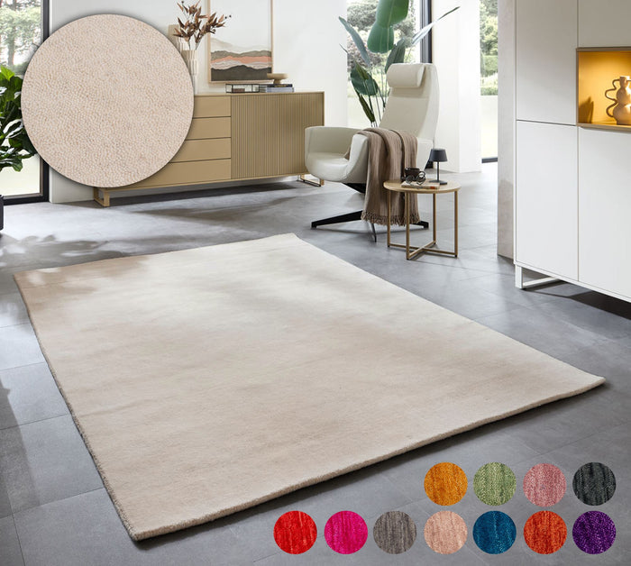 Theko Handgeweven UNI-tapijt Holi 60x90x cm - Crème