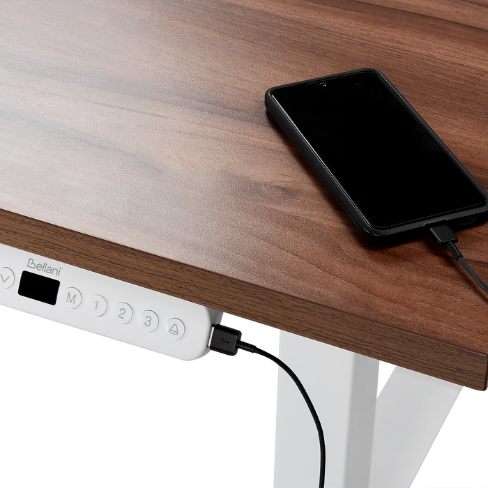 Beliani-DESTINES-Elektrisch Verstelbaar bureau-Wit-160 cm-MDF