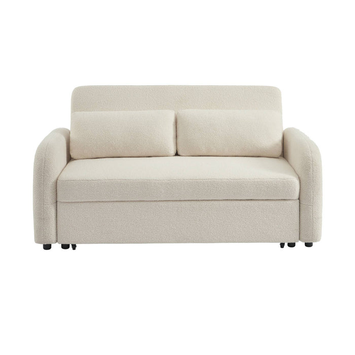 sweeek - Tweezits slaapbank ronde vorm met boucléstof