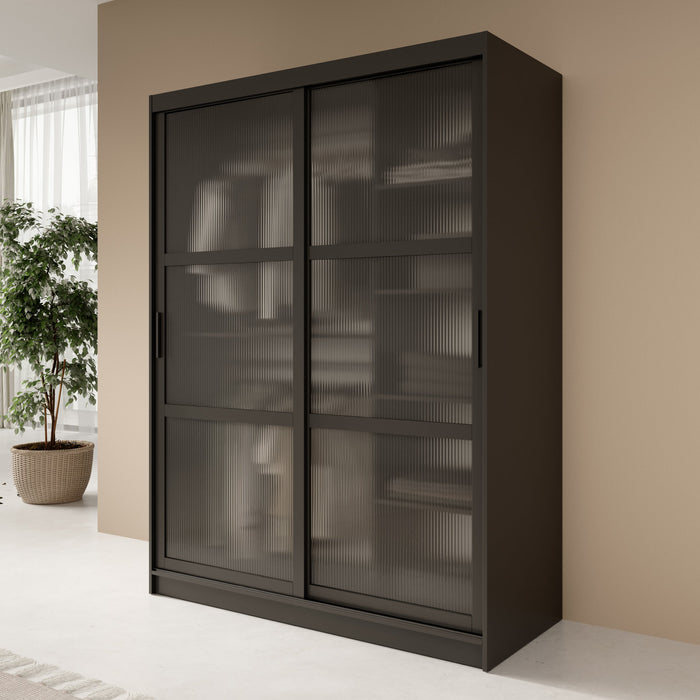 Meubella - Kledingkast Fessaro - Zwart - 150 cm