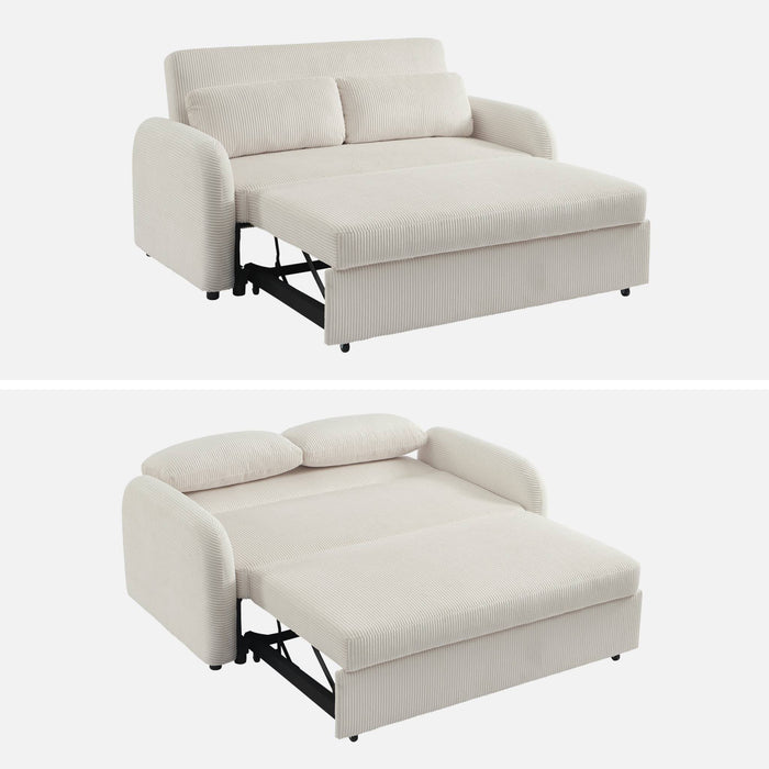 sweeek - Afrondbare slaapbank 2 plaatsen ribfluweel