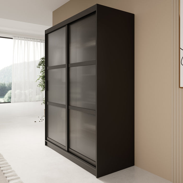 Meubella - Kledingkast Fessaro - Zwart - 150 cm