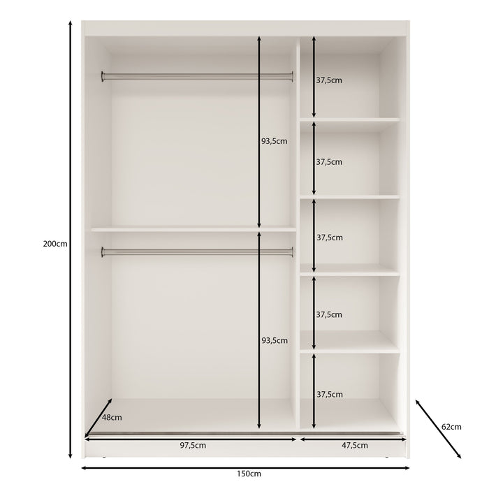 Meubella - Kledingkast Fessaro - Zwart - 150 cm